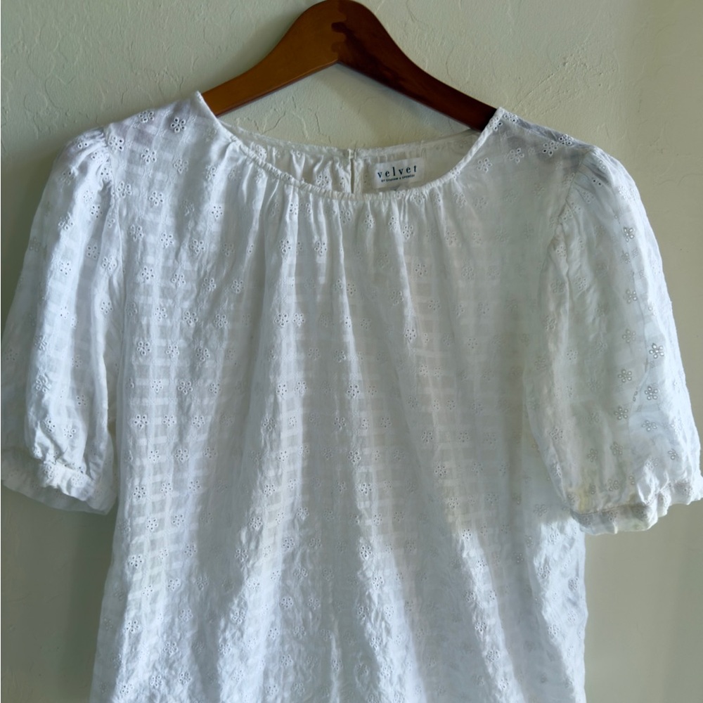 Velvet by Graham & Spencer White Eyelet Blouse